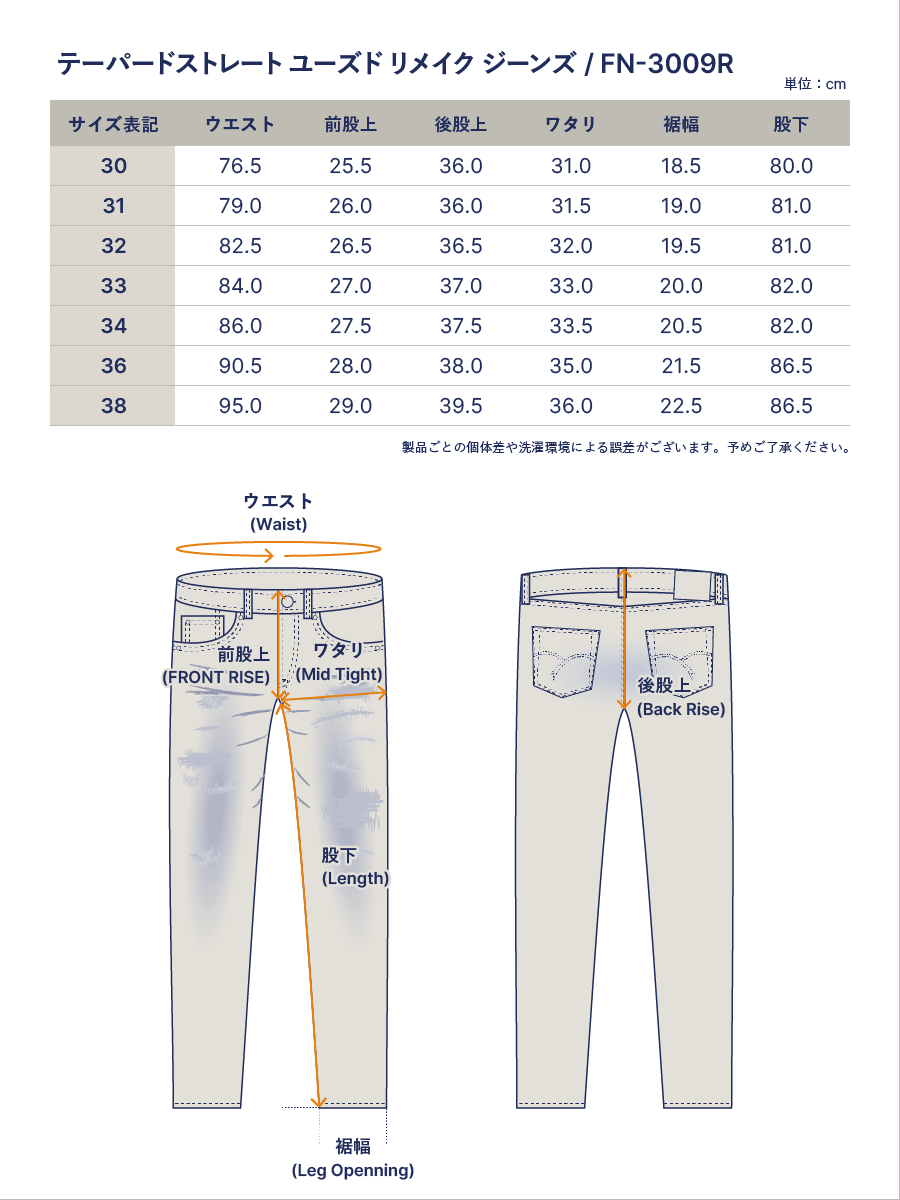 14.5oz テーパードストレート ジーンズ リメイク加工 FN-3009R