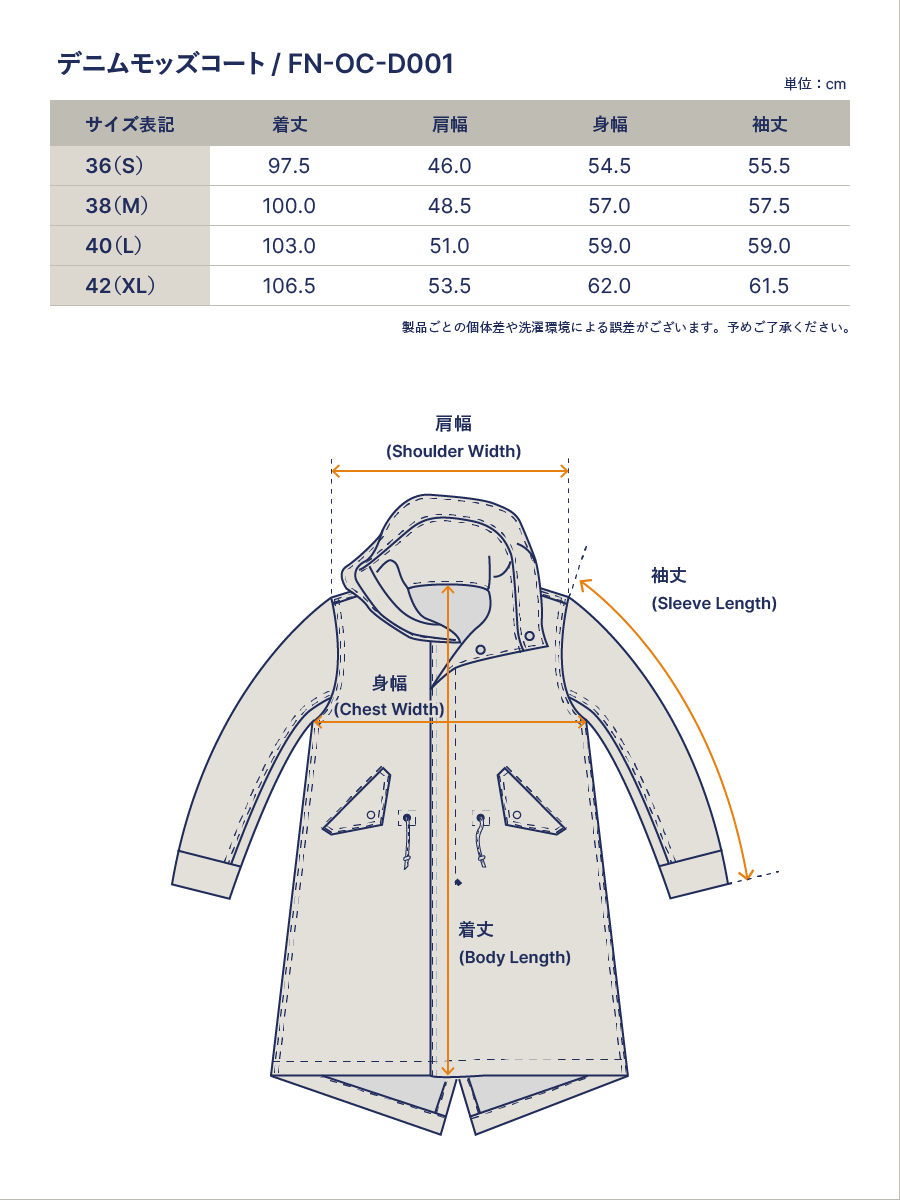 デニムモッズコート FN-OC-D001