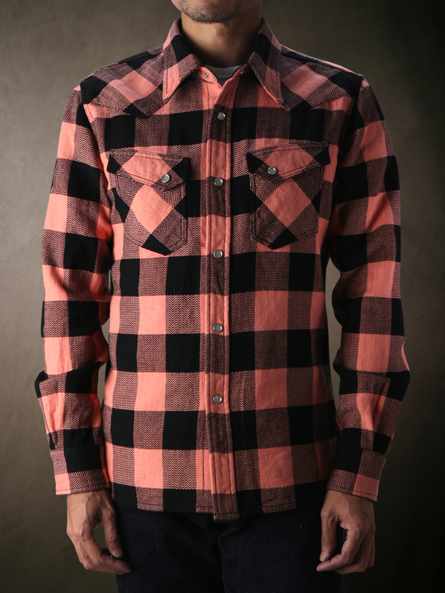 FN-SNW-101L BLOCK CHECK FLANNEL WESTERN SHIRT