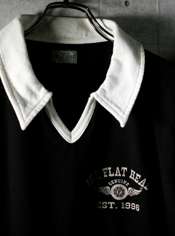 フラットヘッド　FLAT HEAD  チェーンステッチ刺繍　半袖ポロシャツ
