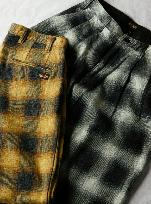 ワイドチェックパンツ FN-PA-C009 | THE FLAT HEAD ワイドチェックパンツ FN-PA-C009 | THE FLAT HEAD