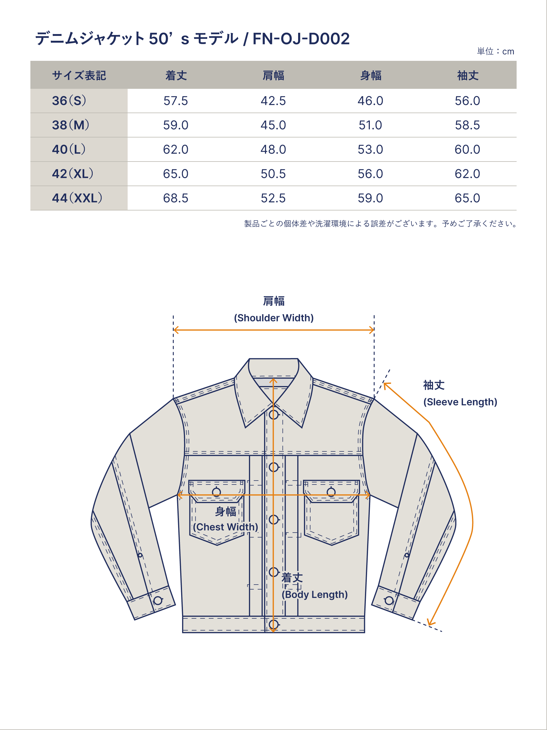 14.5oz デニムジャケット 50’sモデル FN-OJ-D002