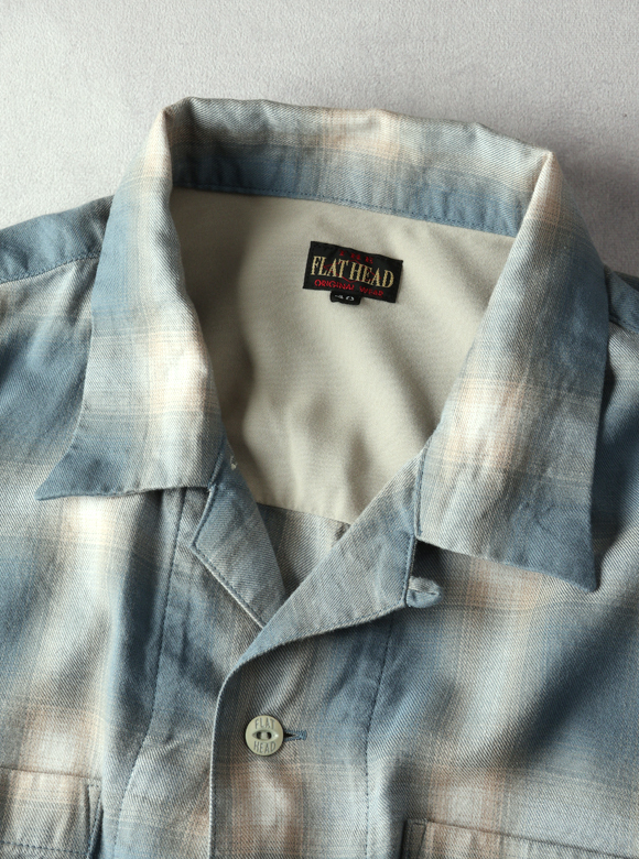 FLAT HEAD フラットヘッド オンブレチェックシャツ 42 ブルー オンブレチェックシャツ FN-SCR-015L | THE FLAT HEAD