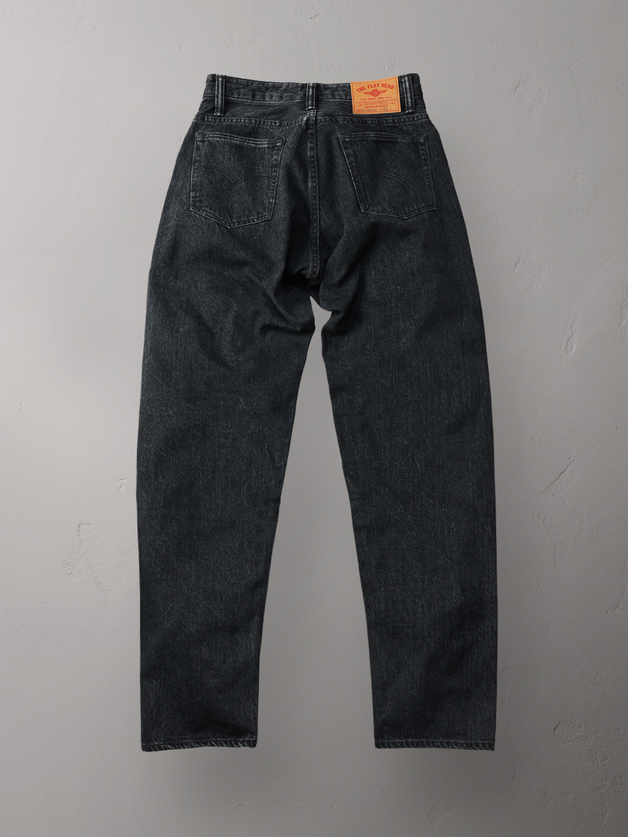 12.5oz ワイドテーパード 加工ブラックデニムパンツ FN-PA-DB003C