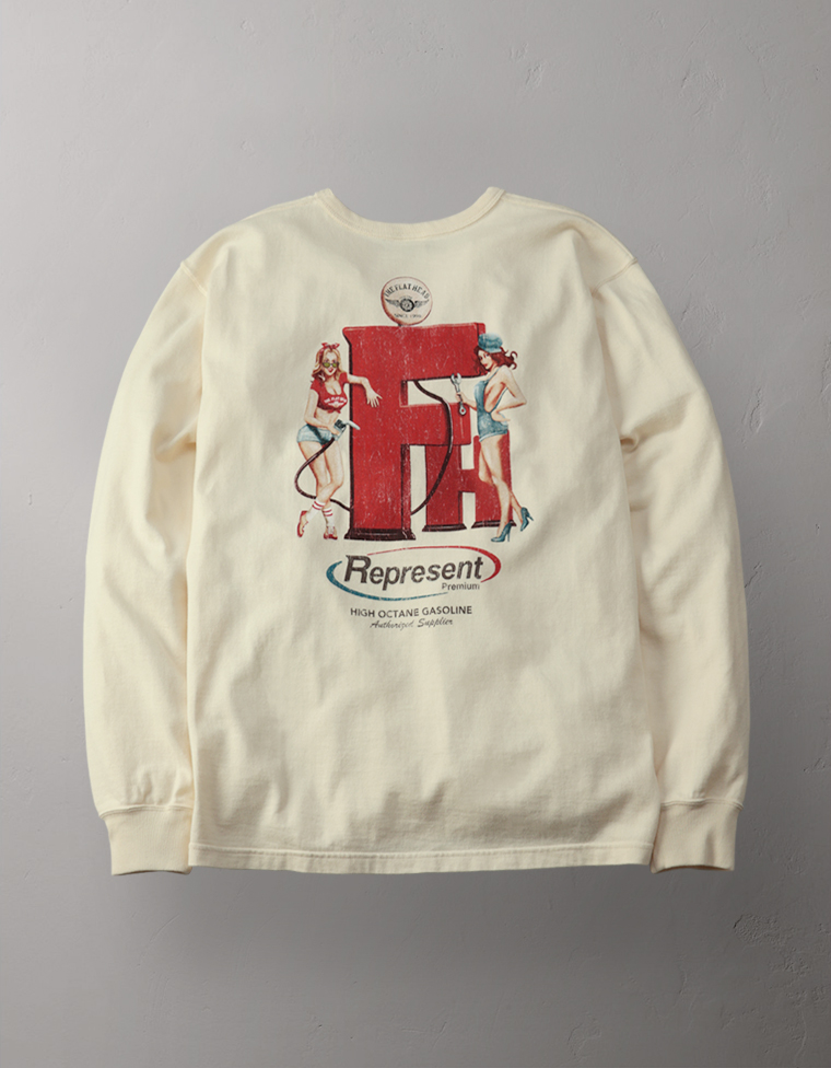 吊り生地 ロングスリーブTシャツ - GAS STATION -