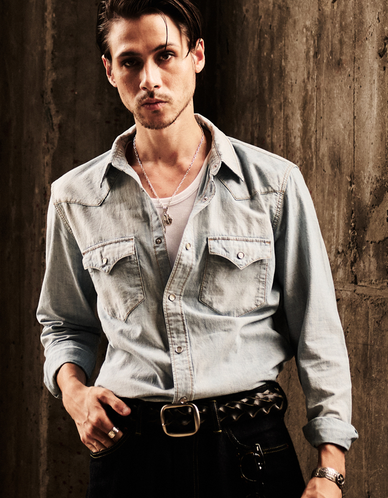 シャンブレーウエスタンシャツ