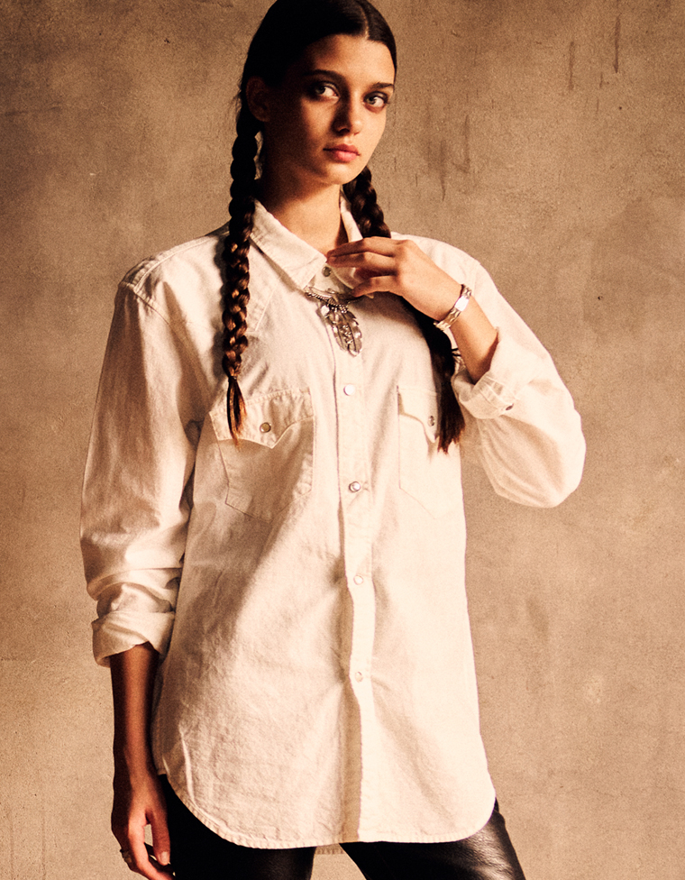 シャンブレーウエスタンシャツ