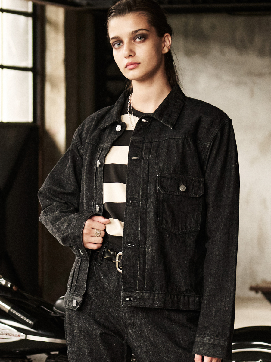 12.5oz ブラックデニムジャケット 40sモデル FN-OJ-DB001