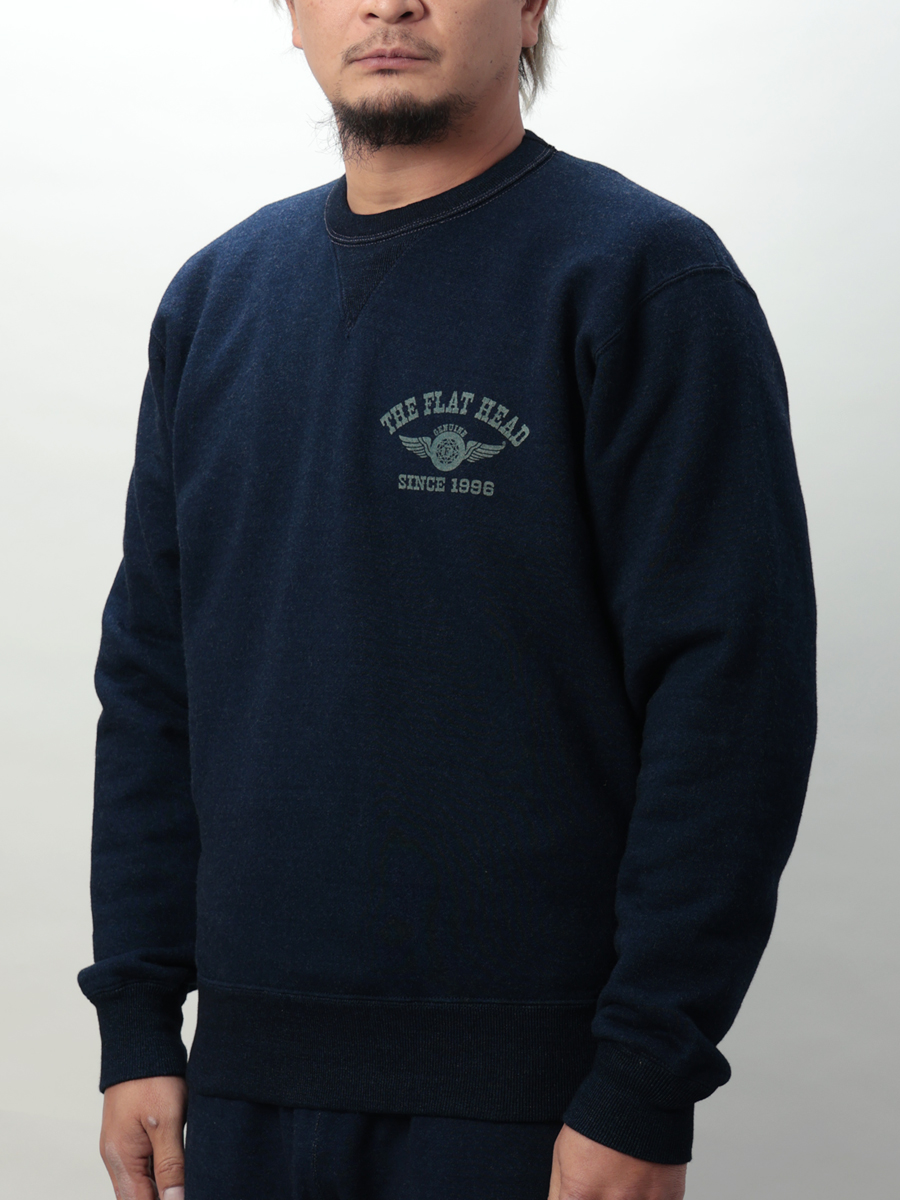 インディゴ染めクルーネックスウェット FN-SWC-101SP