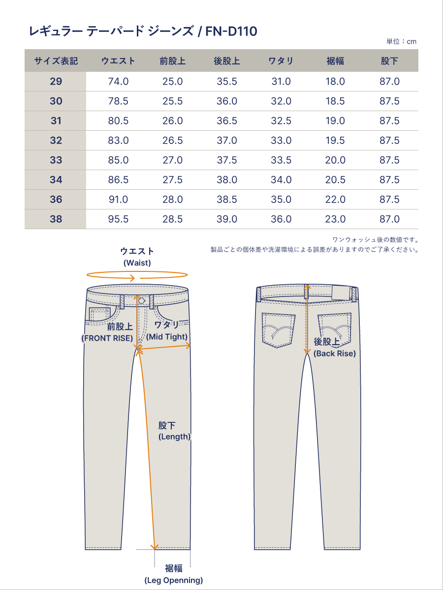 14.5oz 左綾ジンバブエコットン レギュラーテーパード ジーンズ FN-D110