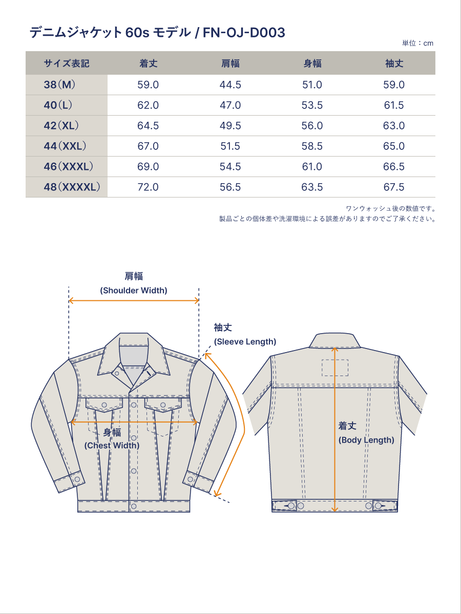 14.5oz デニムジャケット 60sモデル FN-OJ-D003