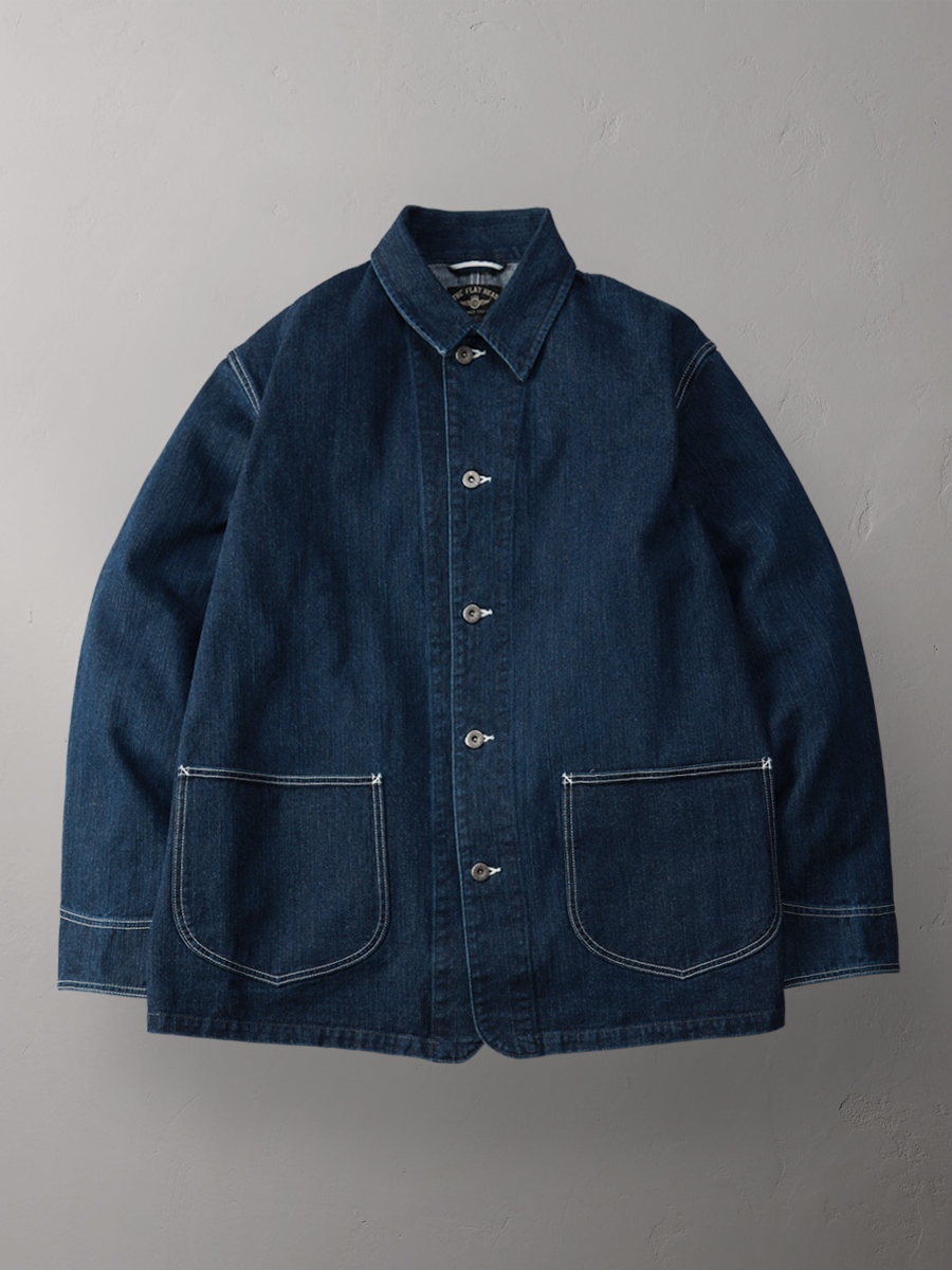 12.5oz 左綾ジンバブエコットン デニムカバーオール – フェード加工 FN-OJ-DC201F