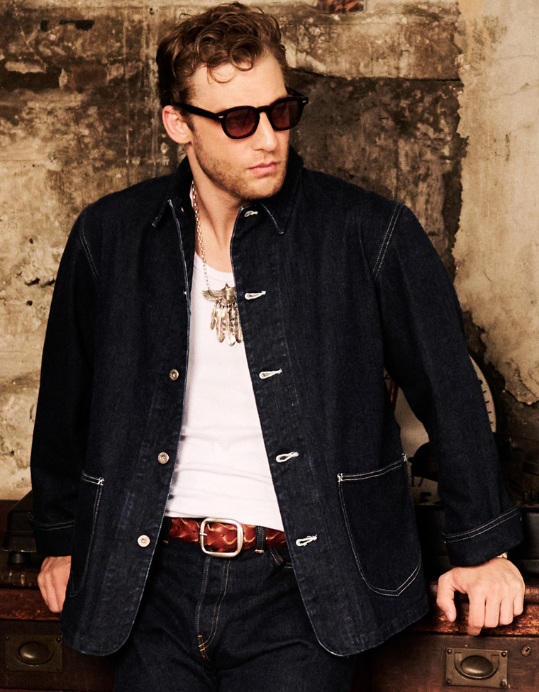 12.5oz 左綾ジンバブエコットン デニムカバーオール – フェード加工 FN-OJ-DC201F