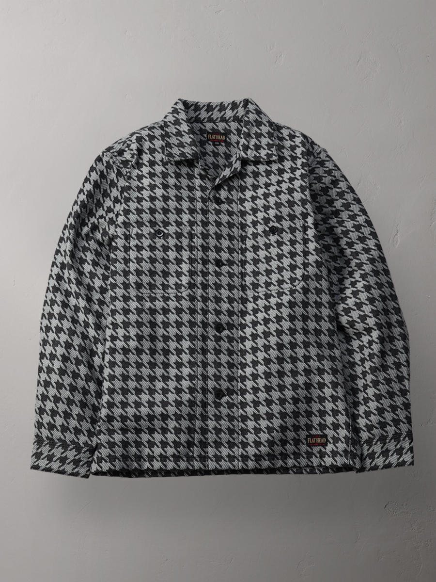 直営店・ウェブショップ限定 千鳥柄オープンカラーシャツ FN-SCO-004LB