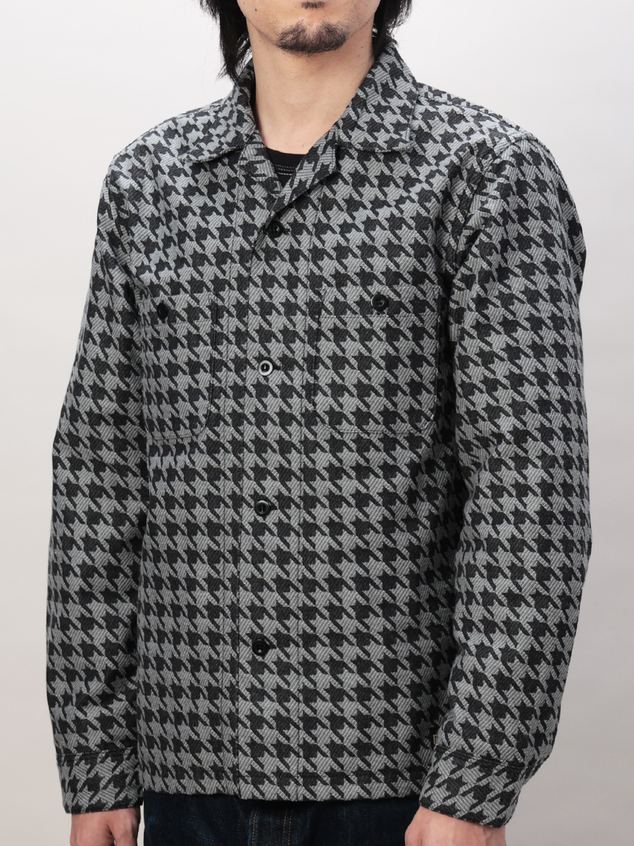 直営店・ウェブショップ限定 千鳥柄オープンカラーシャツ FN-SCO-004LB