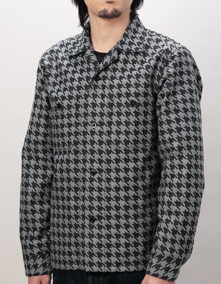 直営店・ウェブショップ限定 千鳥柄オープンカラーシャツ FN-SCO-004LB