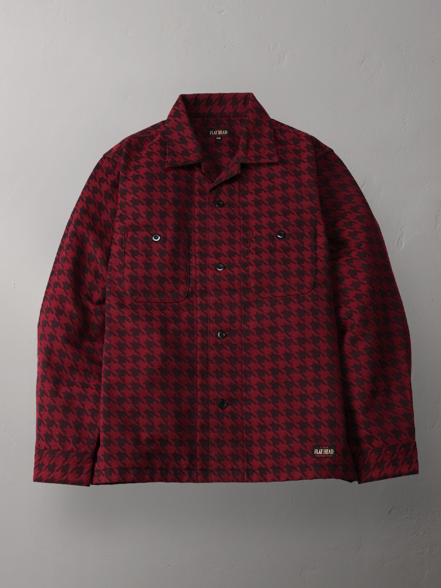 直営店・ウェブショップ限定 千鳥柄オープンカラーシャツ FN-SCO-004LB