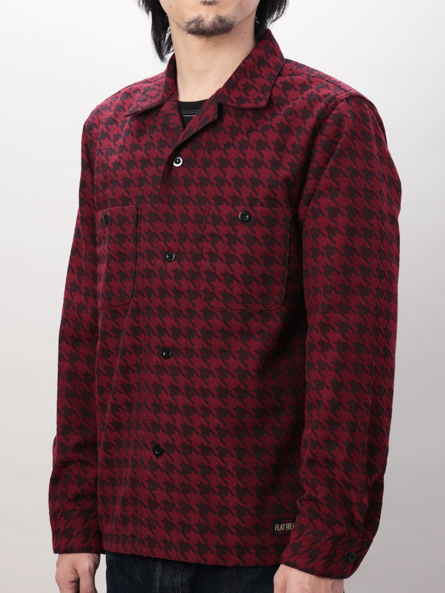 直営店・ウェブショップ限定 千鳥柄オープンカラーシャツ FN-SCO-004LB