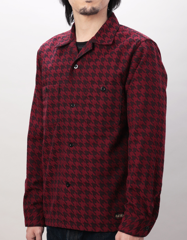 直営店・ウェブショップ限定 千鳥柄オープンカラーシャツ