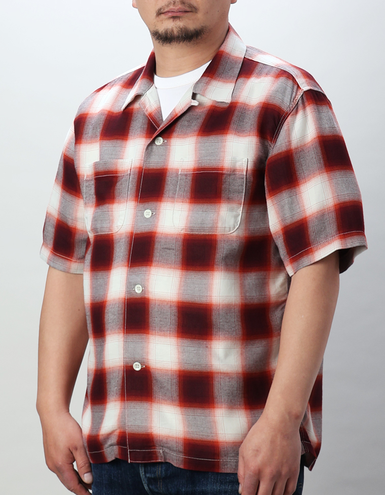 オンブレチェック 半袖シャツ