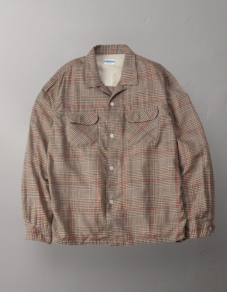 オープンカラーチェックシャツ