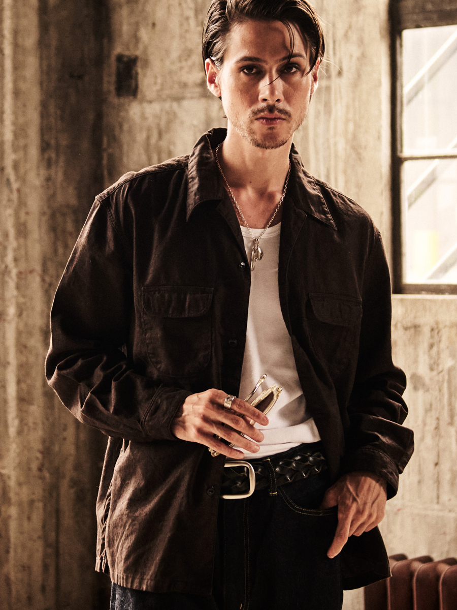 ベンガラ染めコットンリネンシャツ FN-SCR-022L