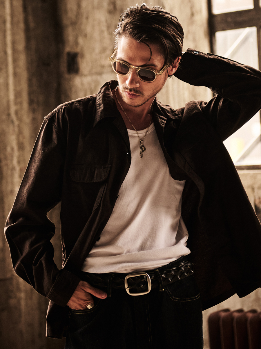 ベンガラ染めコットンリネンシャツ FN-SCR-022L