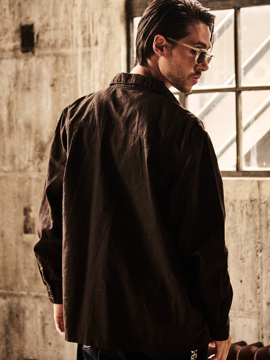 ベンガラ染めコットンリネンシャツ FN-SCR-022L