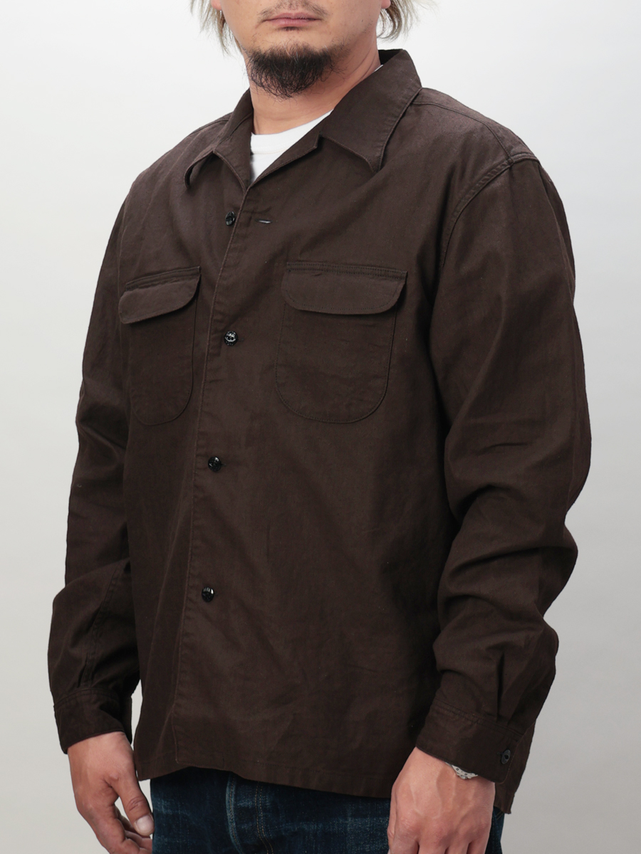 ベンガラ染めコットンリネンシャツ FN-SCR-022L