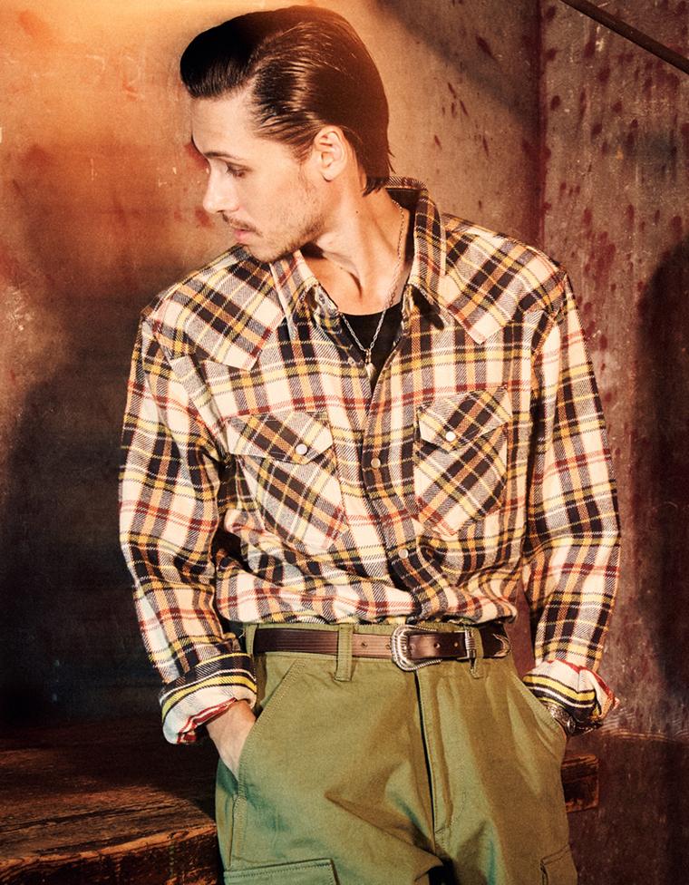 チェック フランネルウエスタンシャツ