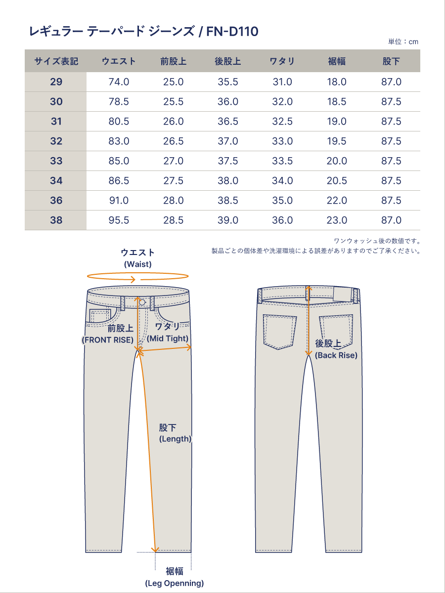 14.5oz 左綾ジンバブエコットン レギュラーテーパード ジーンズ FN-D110