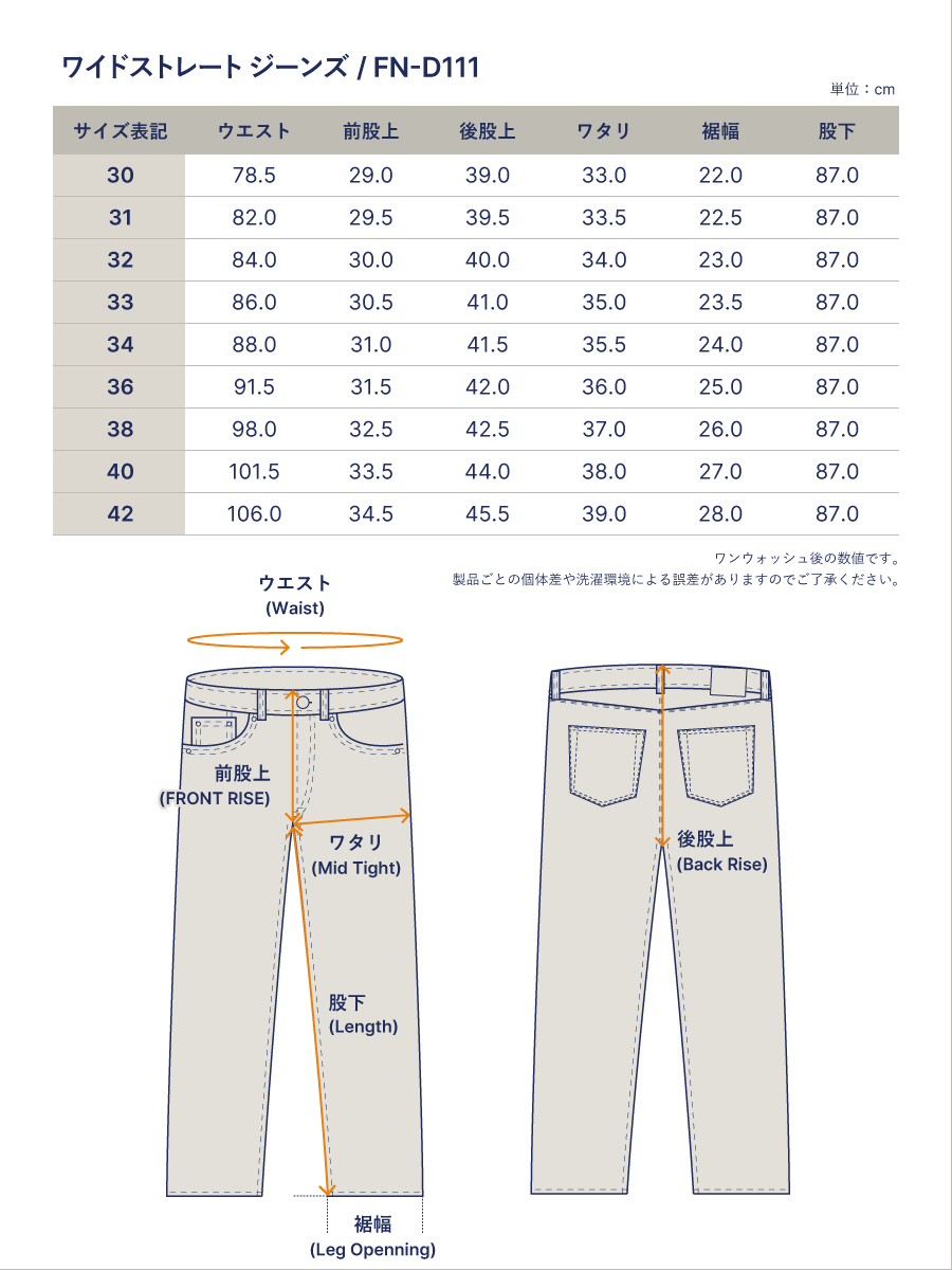 14.5oz 左綾ジンバブエコットン ワイドストレート ジーンズ FN-D111