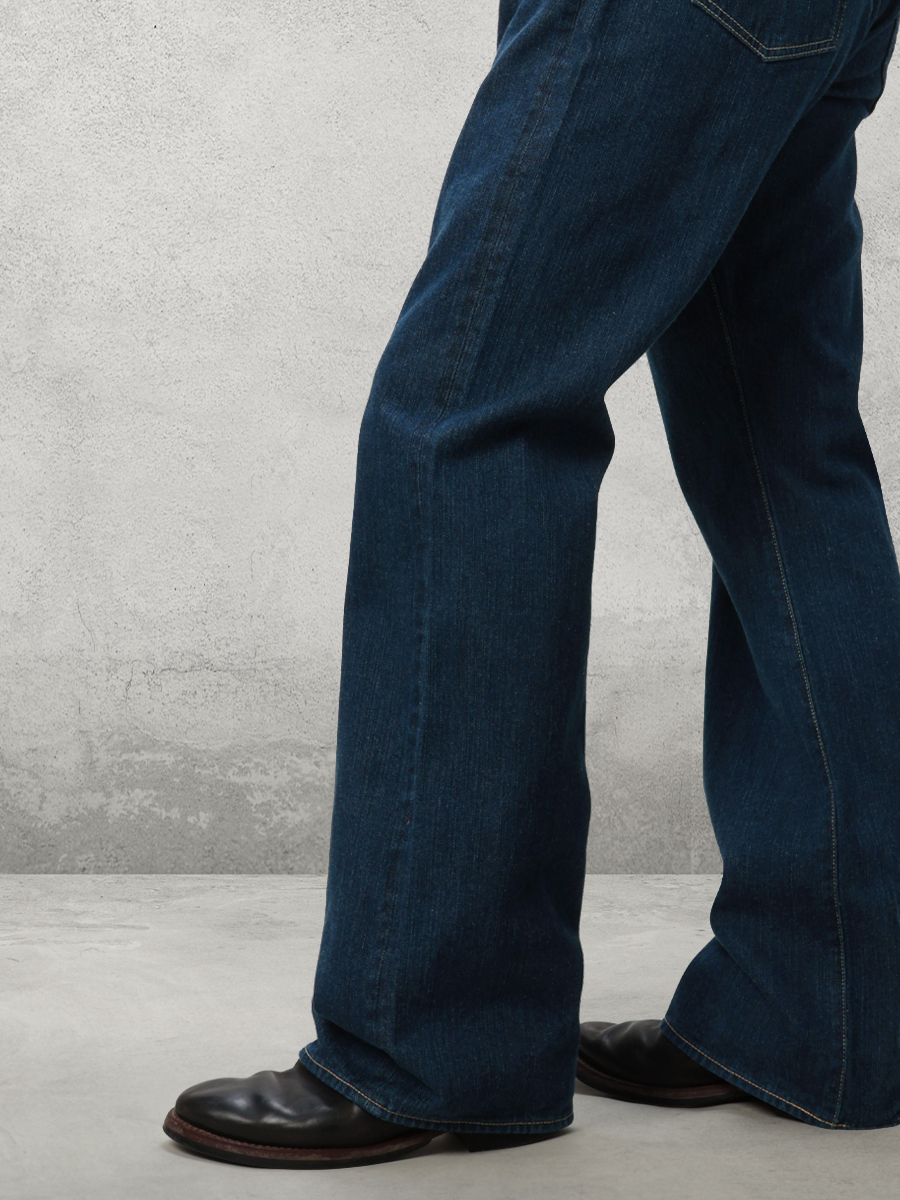12.5oz 左綾ジンバブエコットン ワイドブーツカット ジーンズ-フェード加工 FN-D217F