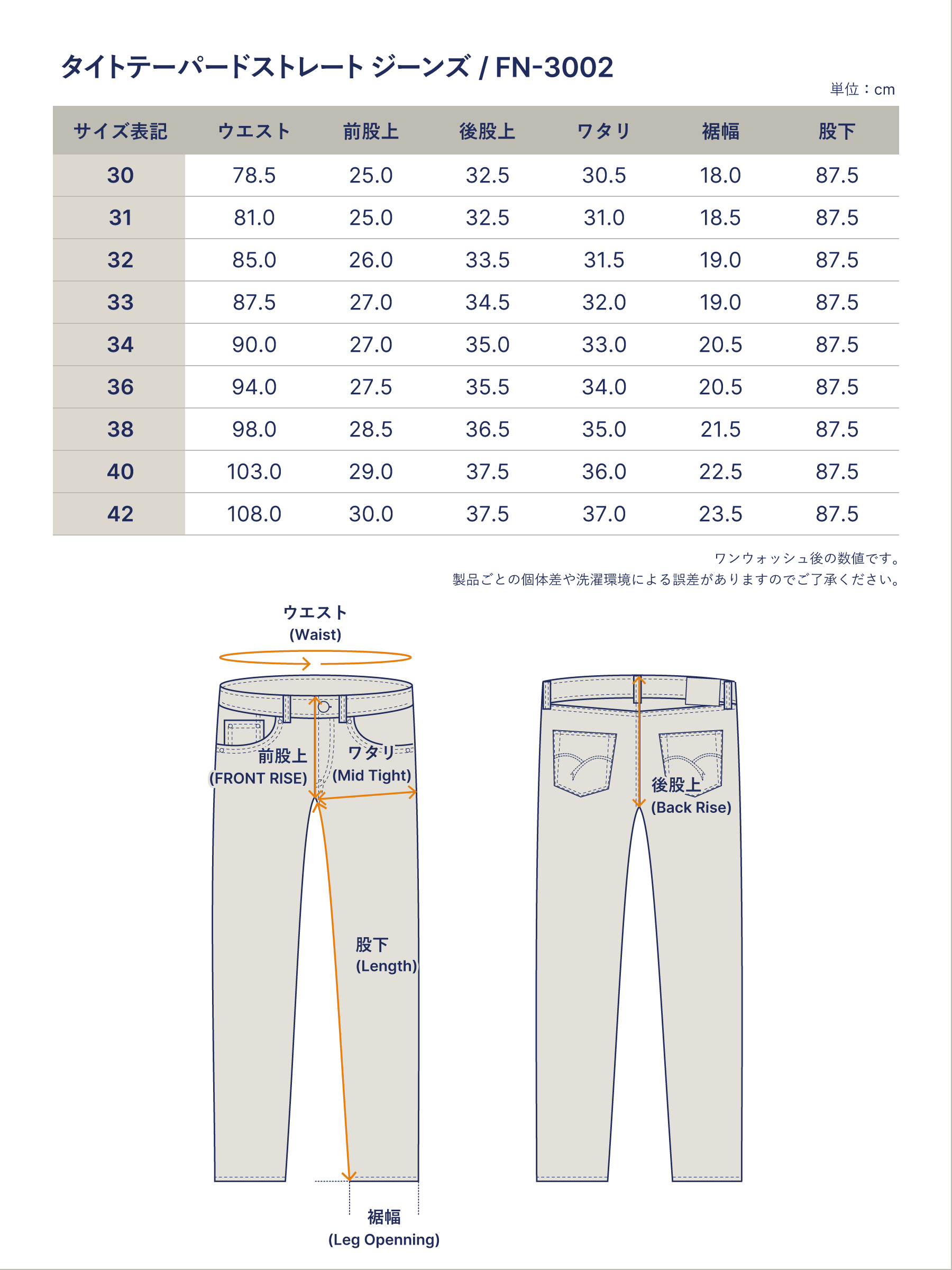14.5oz タイトテーパードストレートジーンズ FN-3002