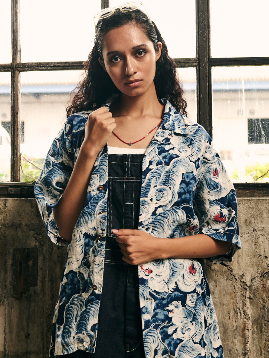 リネン 半袖シャツ 百虎 FN-SCR-017S