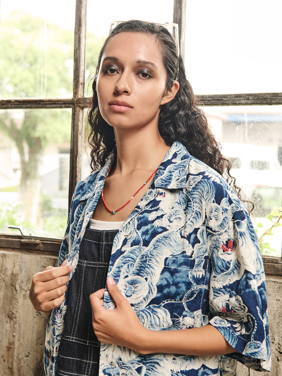 リネン 半袖シャツ 百虎 FN-SCR-017S