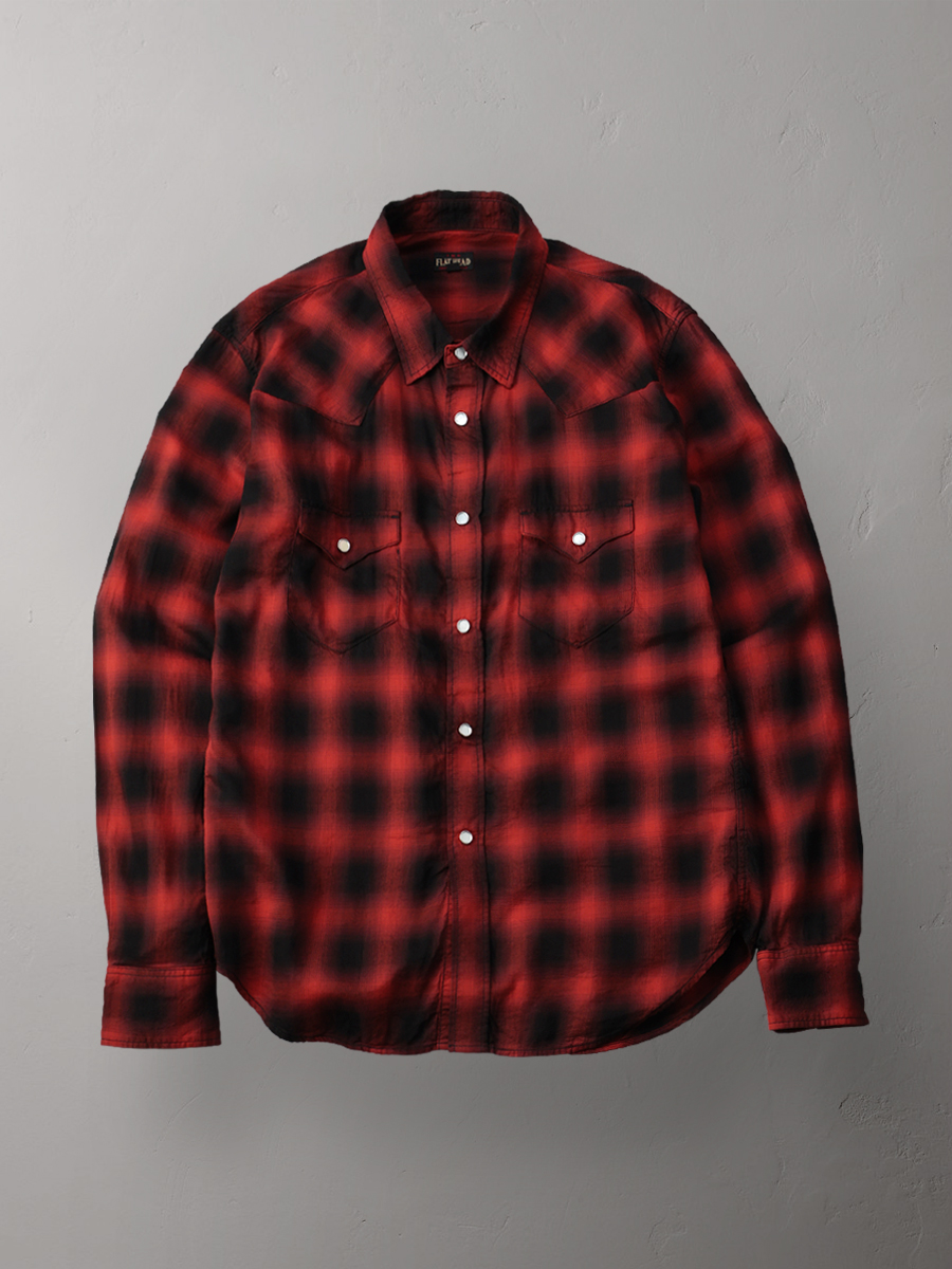 3oz オンブレチェックウエスタンシャツ FN-SCW-021L