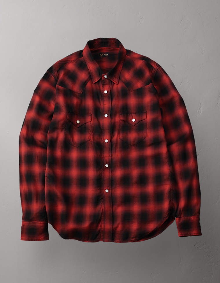 オンブレチェックウエスタンシャツ