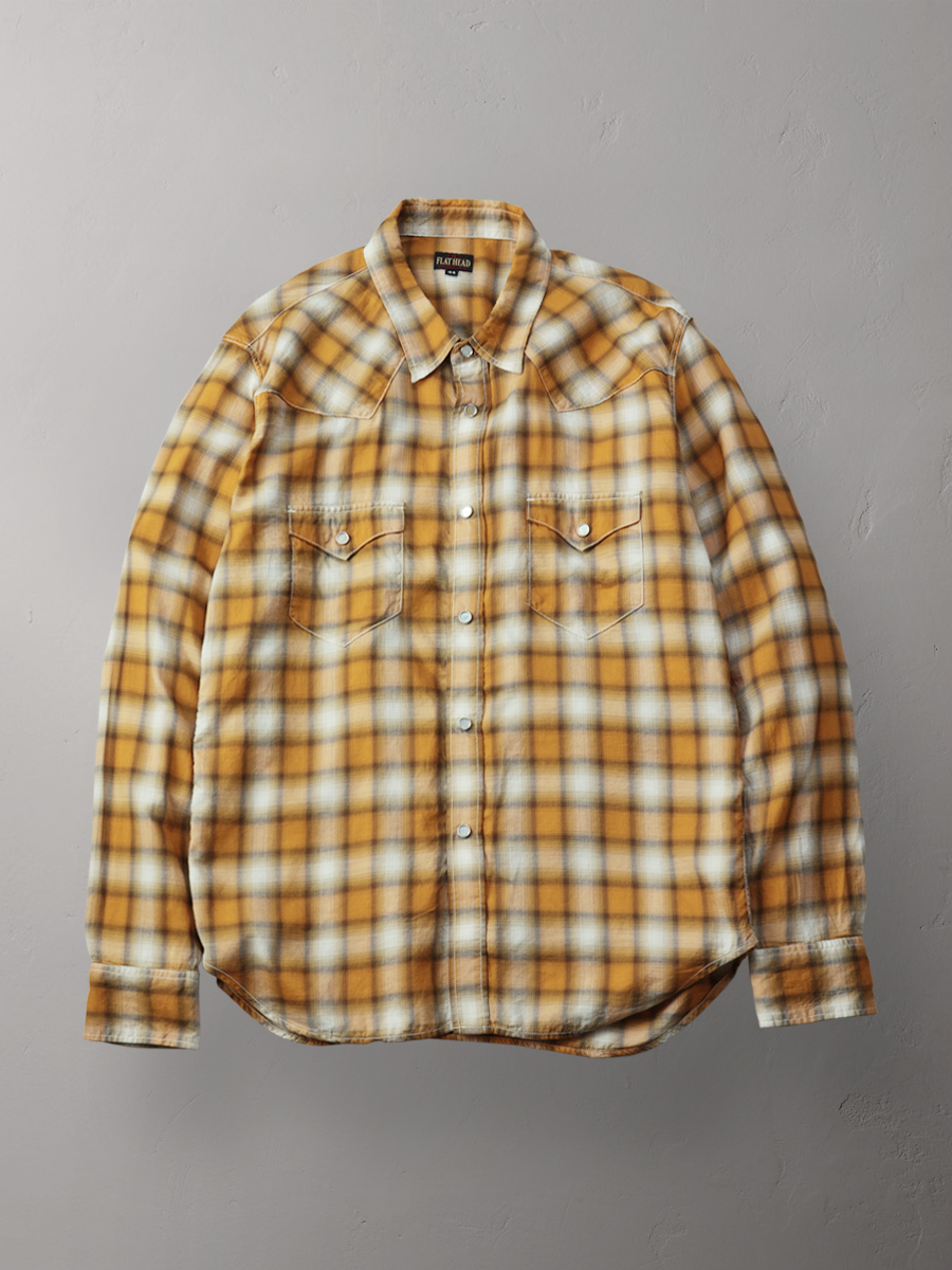 3oz オンブレチェックウエスタンシャツ FN-SCW-021L