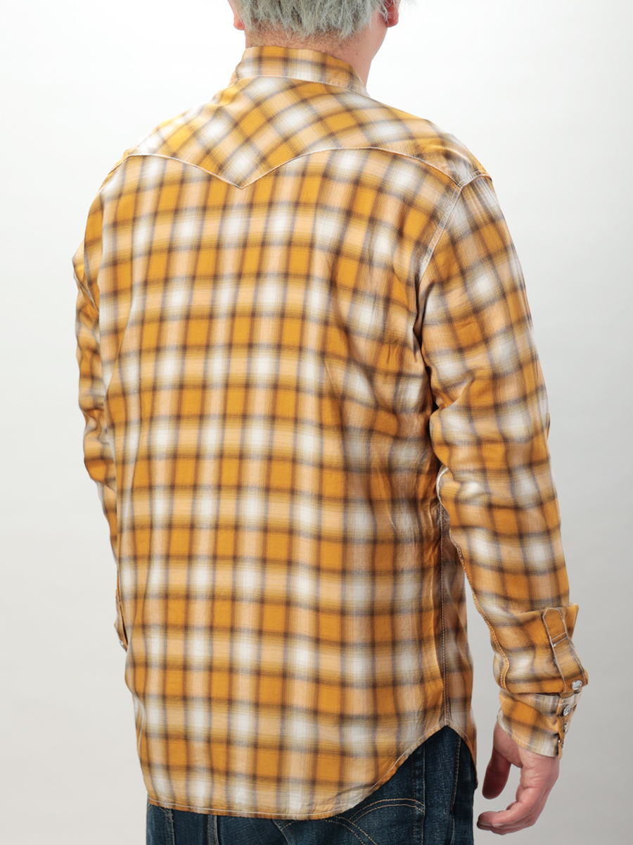 3oz オンブレチェックウエスタンシャツ FN-SCW-021L