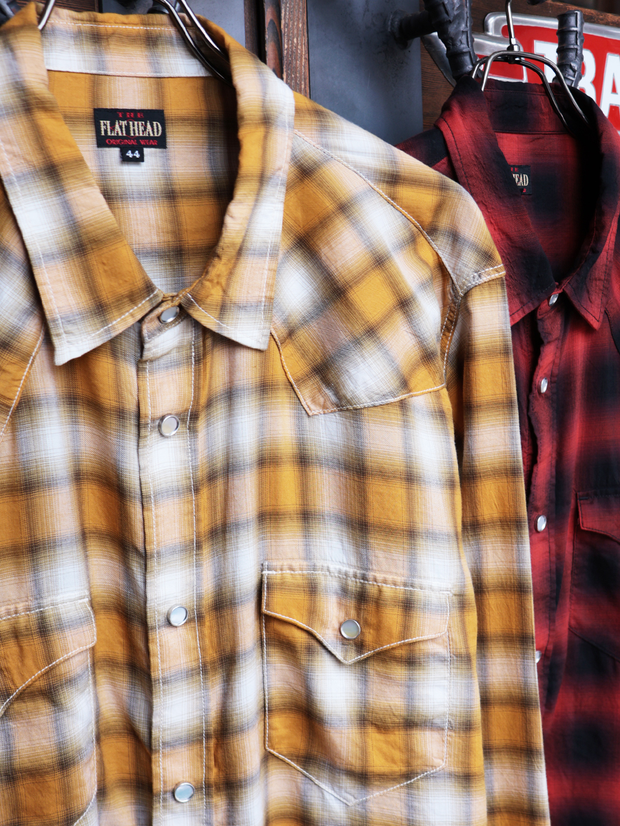 3oz オンブレチェックウエスタンシャツ FN-SCW-021L