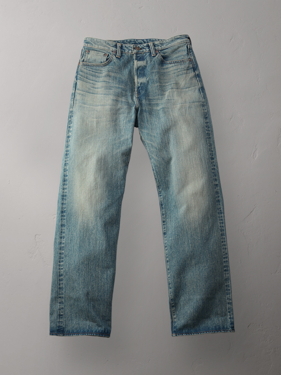 14.5oz 左綾ジンバブエコットン ワイドストレート リアルエイジング加工ジーンズ FN-D111C