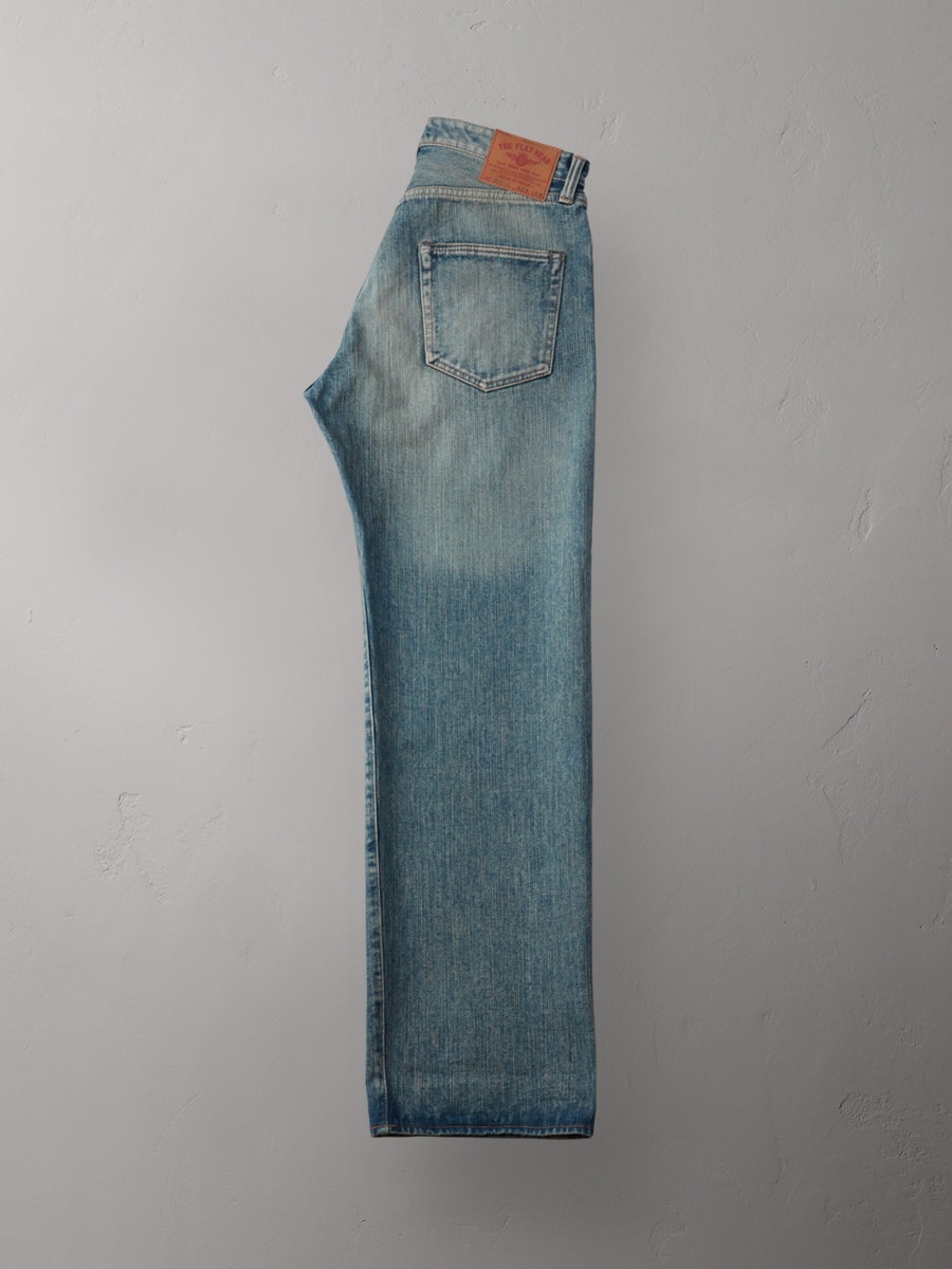 14.5oz 左綾ジンバブエコットン ワイドストレート リアルエイジング加工ジーンズ FN-D111C