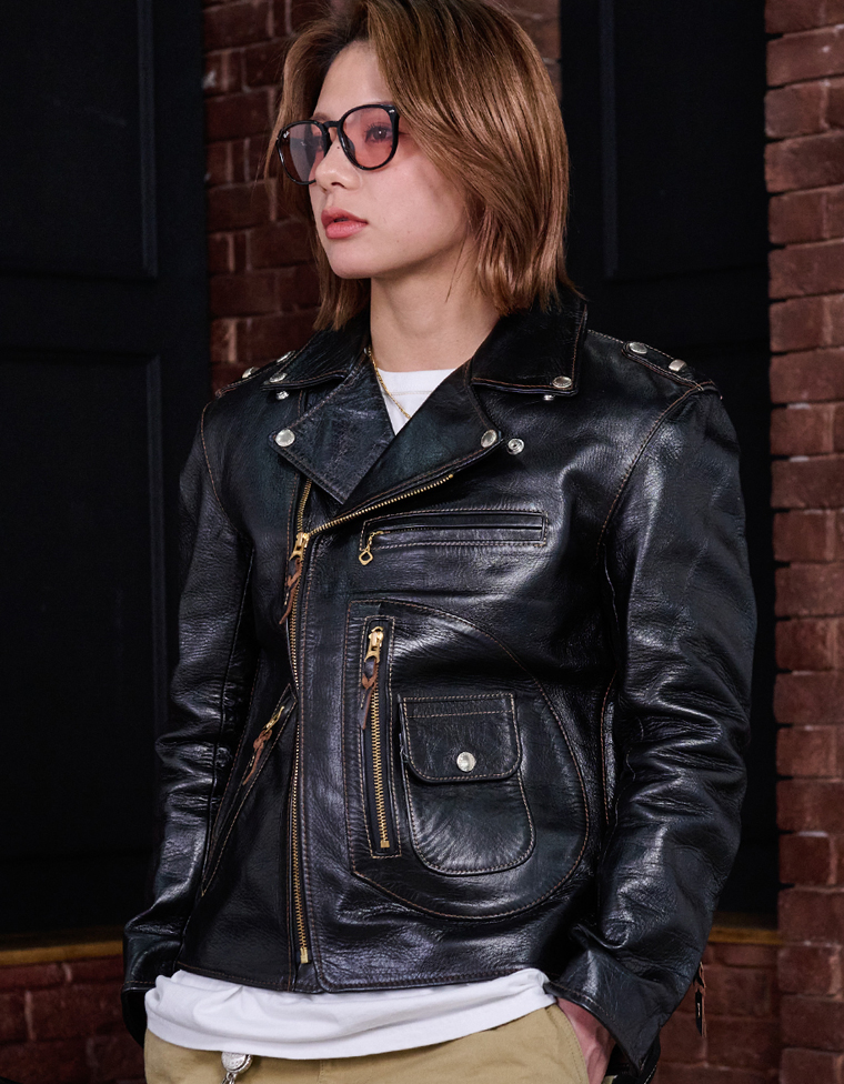 ホースハイド ダブルライダースジャケット