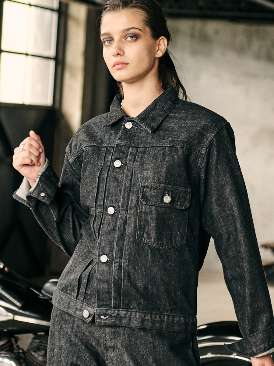 12.5oz ブラックデニムジャケット 40sモデル FN-OJ-DB001