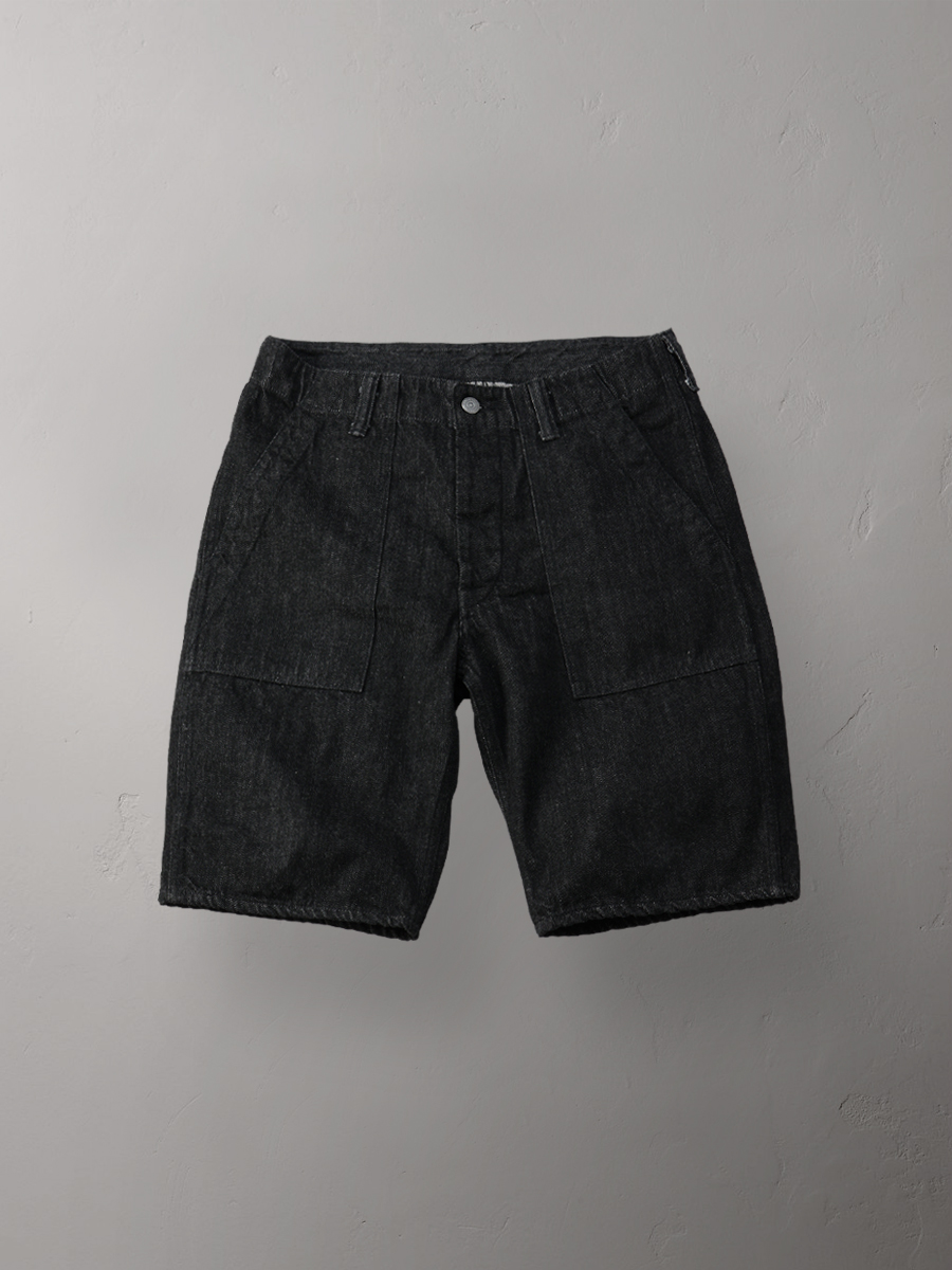 12.5oz ブラックデニム ハーフパンツ FN-S-DB001