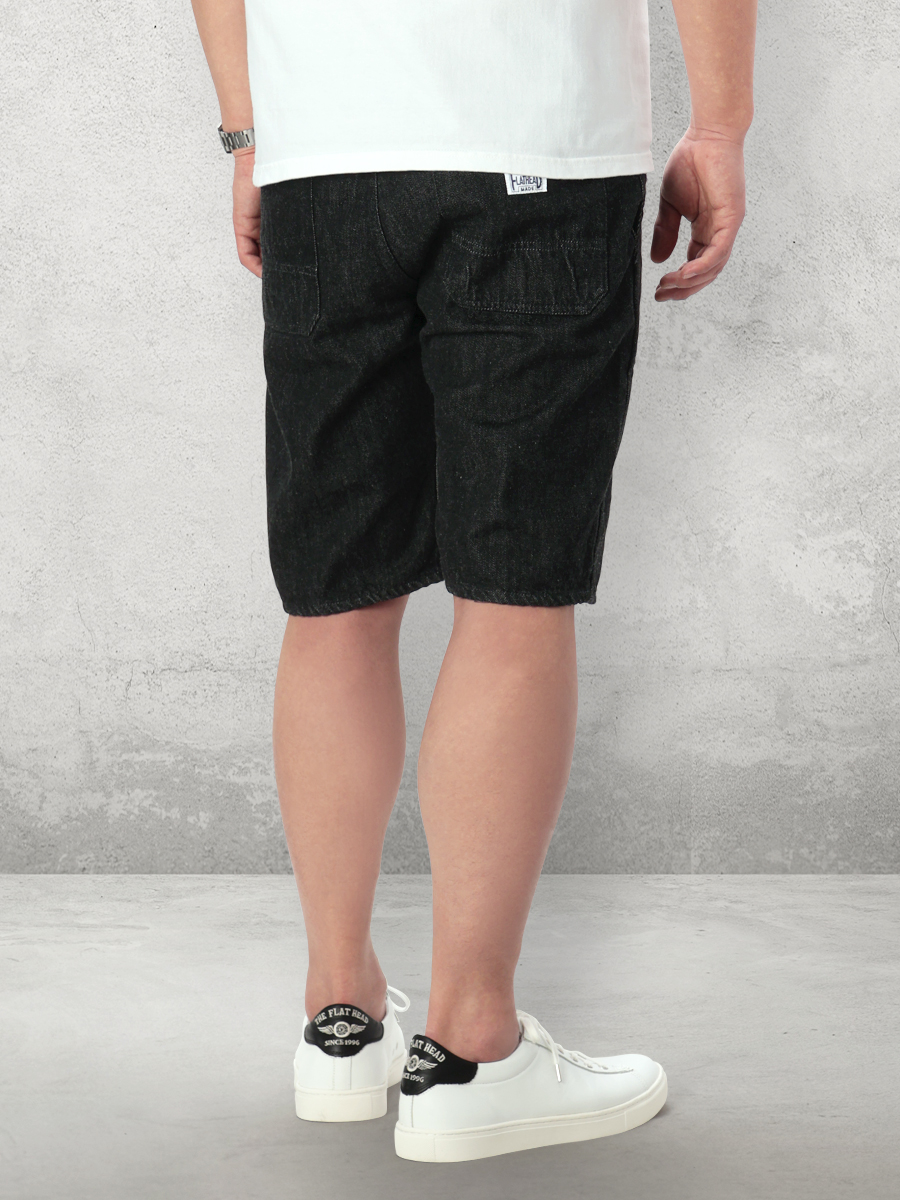 12.5oz ブラックデニム ハーフパンツ FN-S-DB001