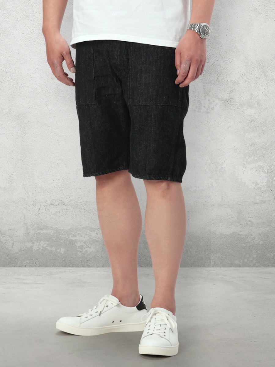 12.5oz ブラックデニム ハーフパンツ FN-S-DB001