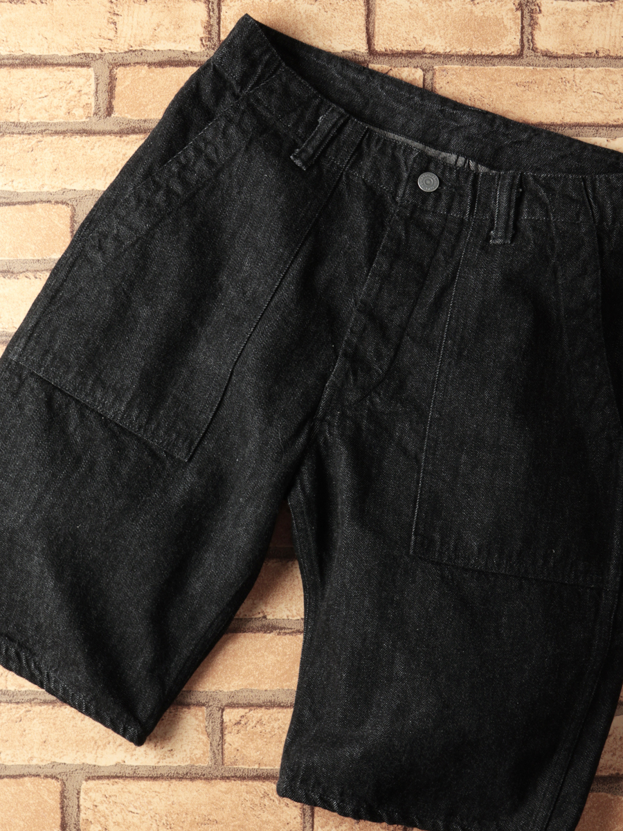 12.5oz ブラックデニム ハーフパンツ FN-S-DB001
